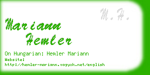 mariann hemler business card